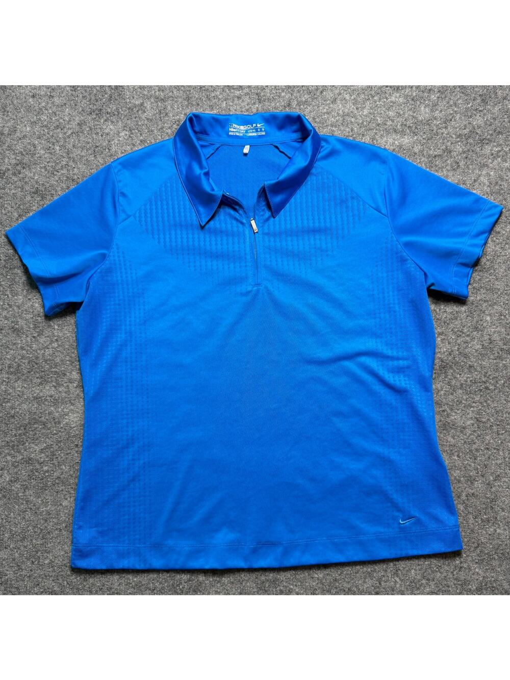 Nike Golf Fit Dry Girls Large 12-14 Blue Quarter Zip Polo